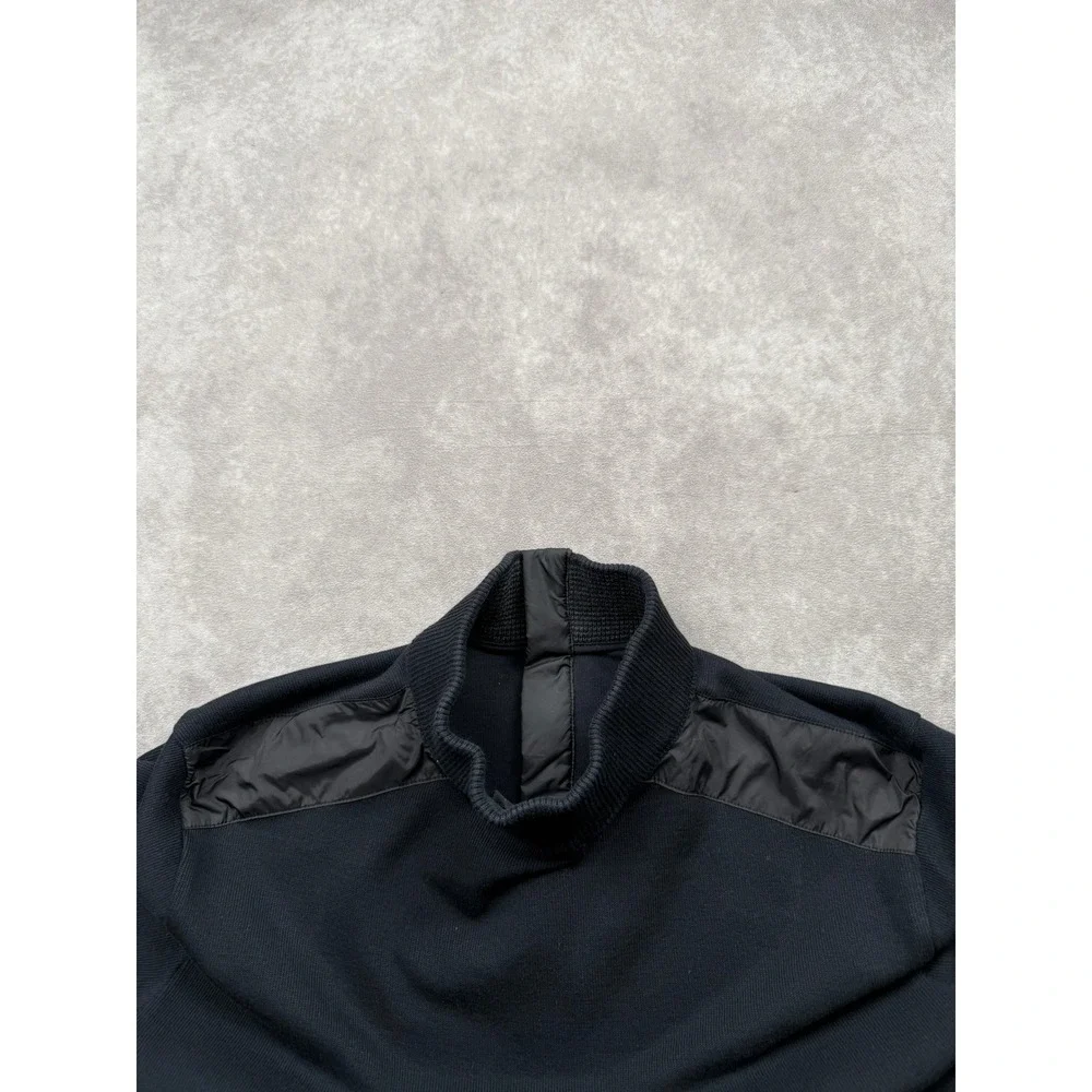 Hugo Boss Mens L Regular Fit Quarter Zip Pullover Black Shoulder Overlay Sweater